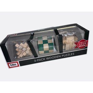 Totes 3-Pack Wooden Interlocking Brain Teaser Puzzles
